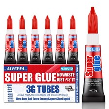 3 Gram Pack of 6 Single Use Super Glue Liquid, Super Fast, Thin Strong Adhes...