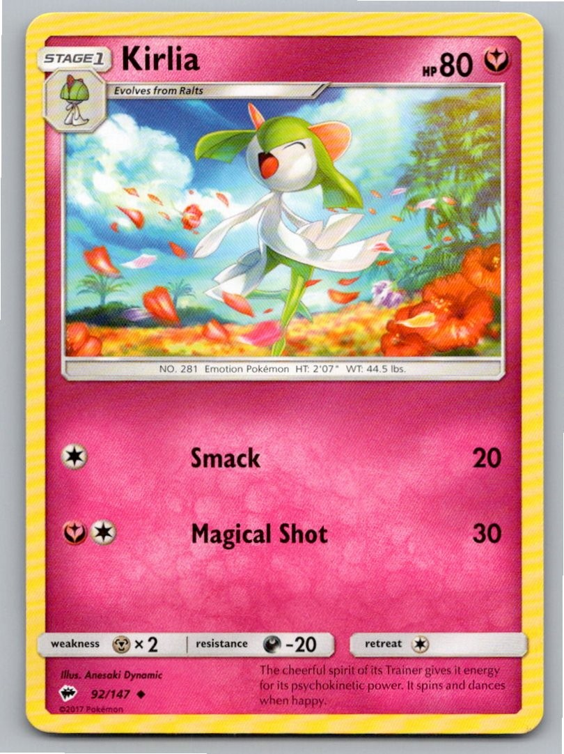 2017 POKEMON KIRLIA BURNING SHADOWS 92/147 UC LP A86058 FREE S&H