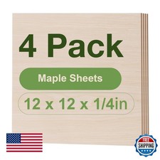 Wowood 4 Pack Maple Plywood Sheets 12 x 12 x 1/4 Inch 6mm Unfinished Wood Crafts