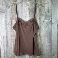 Garnet Hill Size XL Bundle of 3 Cami s White w/Lace, also Brown Blue With Lace