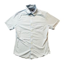 Banana Republic Shirt Mens Large Light Blue Stretch Soft Wash Slim Fit Striped