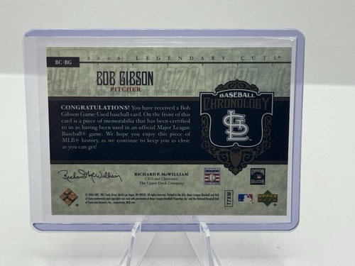 Bob Gibson Patch 2006 Upper Deck SP Legendary Cuts Baseball Chronology - Picture 2 of 2