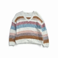 Altar’d State Fuzzy Knit V-Neck Multicolored Sweater Women’s Size S