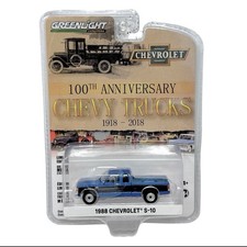 1/64 GREENLIGHT 100TH ANNIVERSARY CHEVY TRUCKS 1988 CHEVROLET S-10 BLUE & BLACK