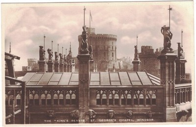 Windsor England The ''King's Beasts'' St. George's Chapel RPPC Tuck's Postcard