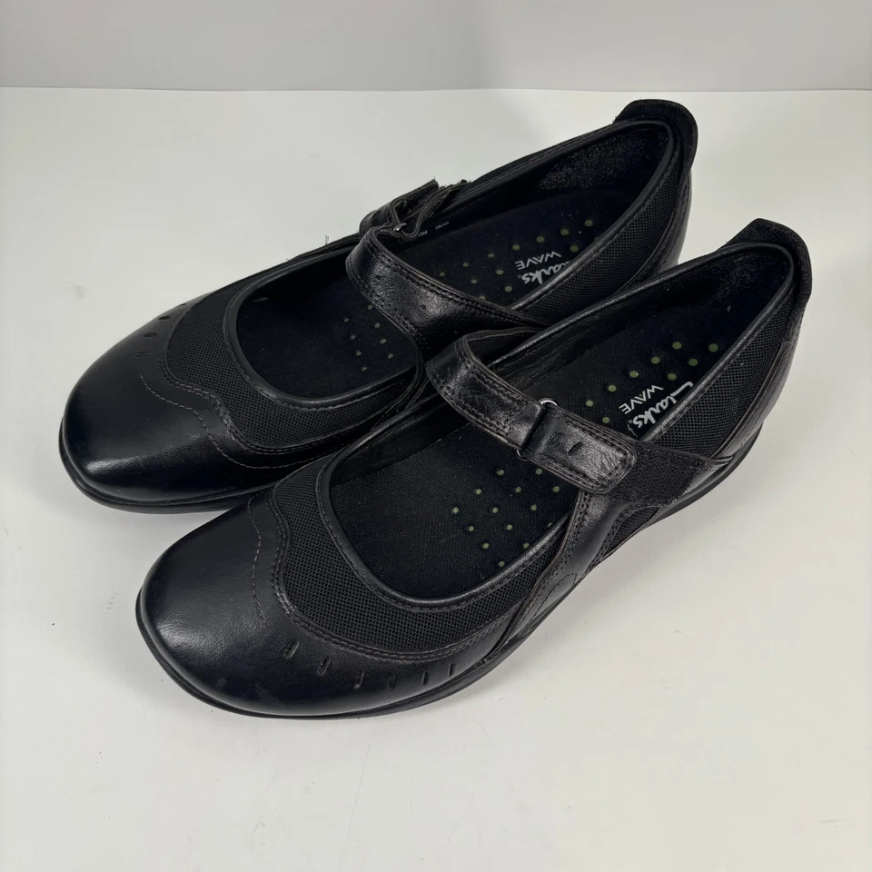 Clarks Wave Cruise Women’s US 10M Black Leather Mary-Jane Casual Walking Shoes - Image 2 of 4