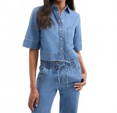 NWT Veronica Beard Spruce Denim Crop Top Amethyst Frost Women's Size 0 T