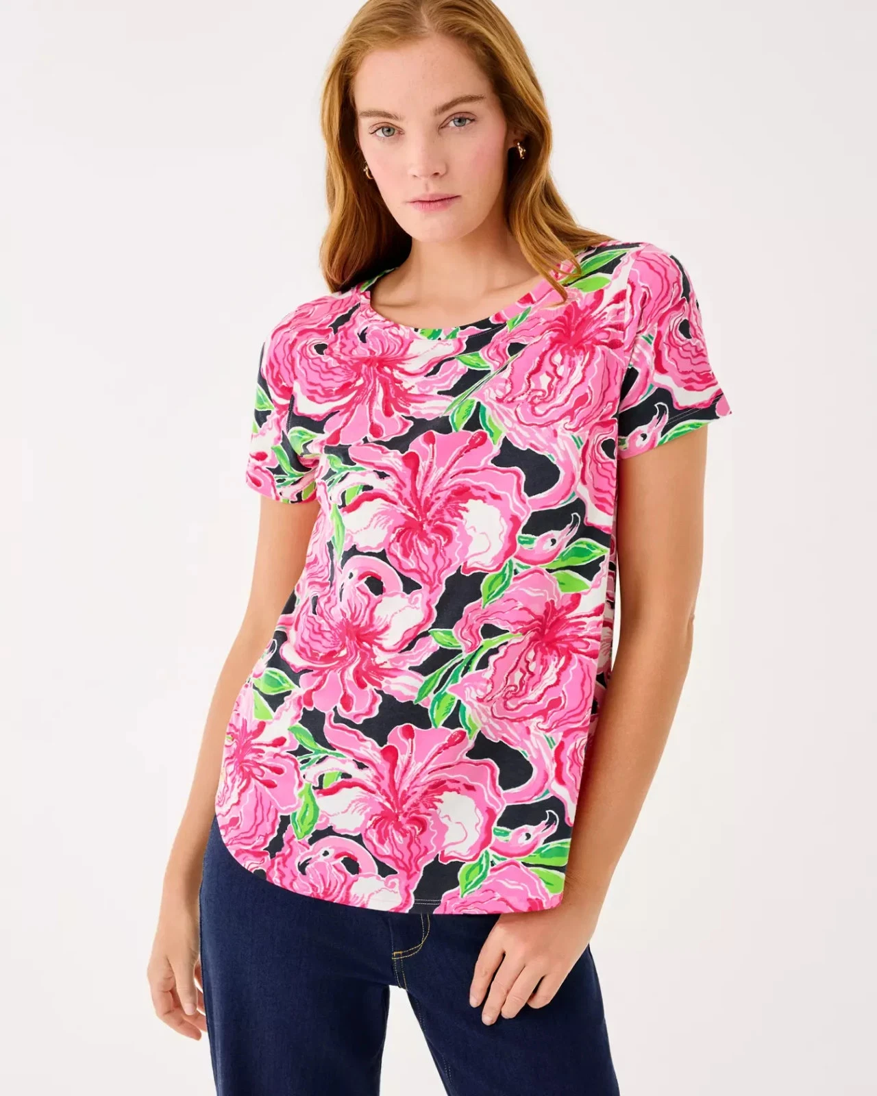 Lilly Pulitzer Key West Top Party all the Time Onyx Black Pink Small NWT New $78