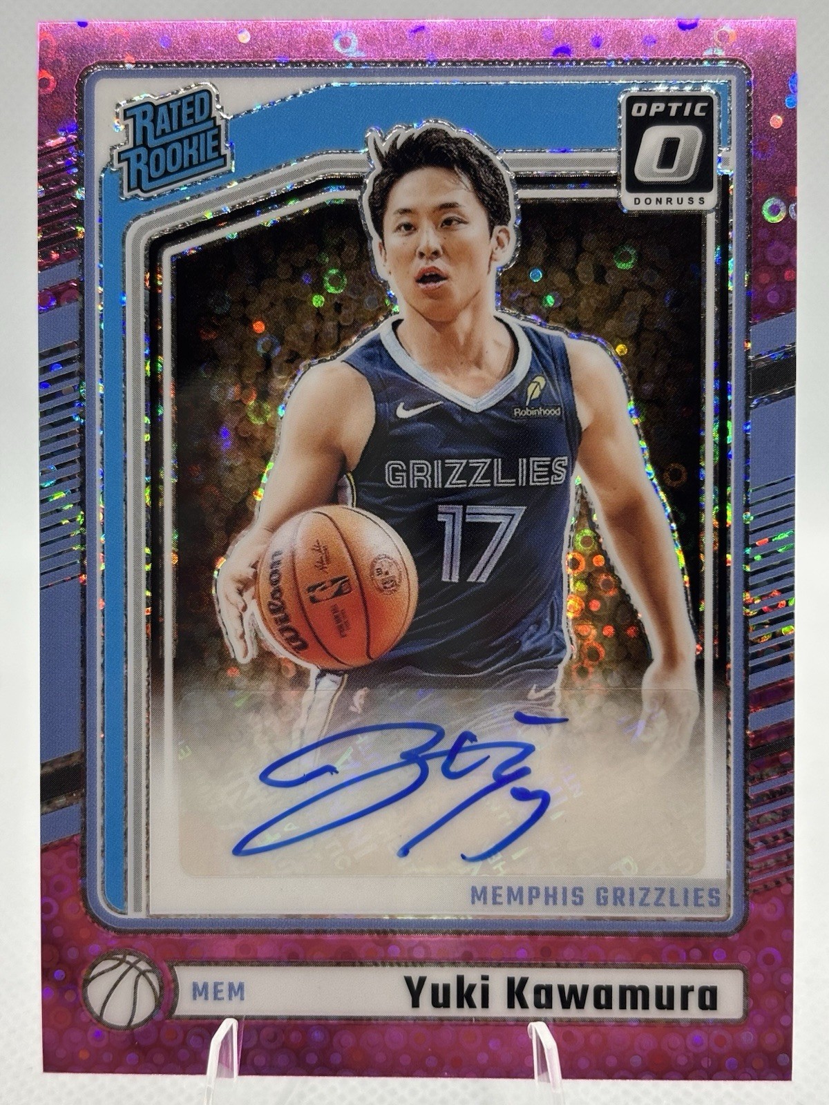 2024-25 Yuki Kawamura Optic Pink Disco Rated Rookie Auto 16/25 Grizzlies
