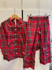 Louis & Luisa Mädchen Pyjama rot kariert 100 % Baumwolle, Gr 92/98 NEU