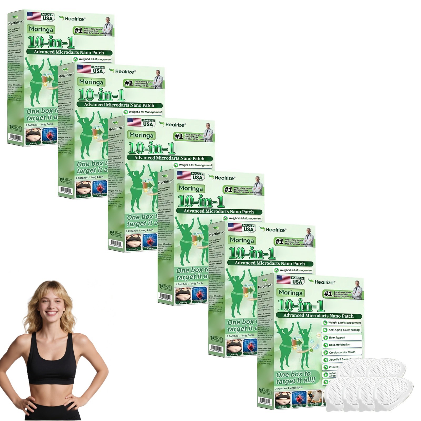 Healrize Moringa Berberine x NAD+ 10-in-l Advanced Nano Microneedle Patch