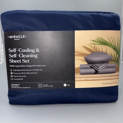 Miracle Made Sheet Set KING Luxe Self-Cooling Self-Cleaning- Navy Blue- NWT