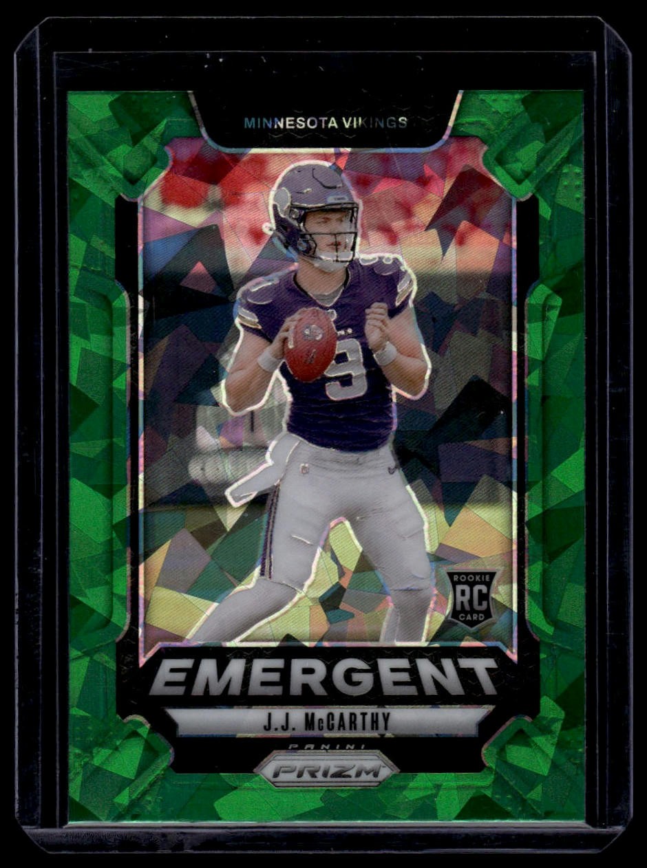 2024 Panini Prizm #19 J.J. McCarthy Emergent Green Ice Prizm