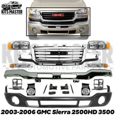 Front Bumper Chrome Kit Grille Lights For 2003-2006 Gmc Sierra 2500hd 3500