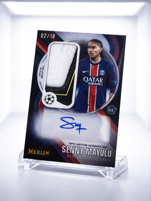  SENNY MAYULU RC AUTO /10 2024-25 TOPPS MERLIN MATCH BALL RELIC PSG WONDERKID 