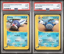 2002 Pokemon e-Series Expedition Base Set 125/165 Poliwag 89/165 Poliwhirl PSA 9