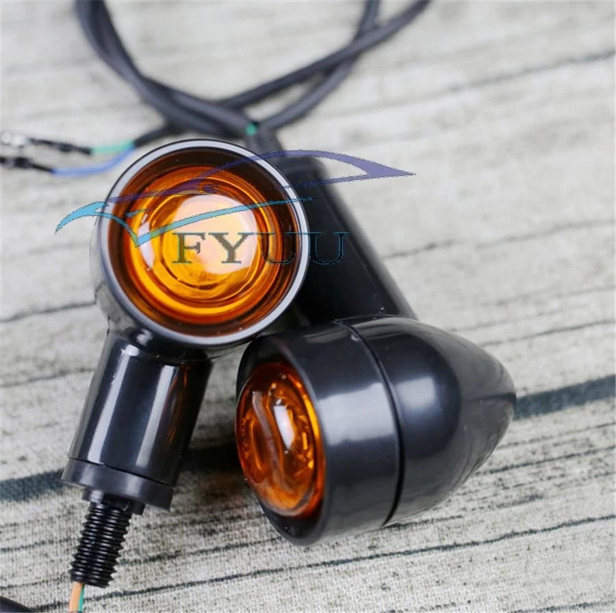 2 peças lâmpada de indicação de direção LED âmbar retrô mini luz de seta motocicleta - Imagem 2 de 4