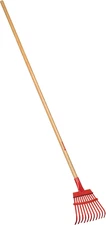 RK 62000 Flexible Fixed Tine Shrub Rake, Wood Handle, 8-Inch Wide