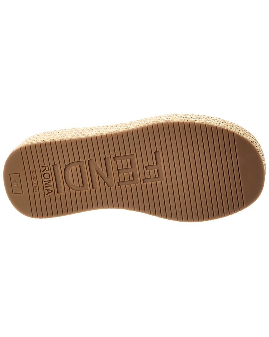 Fendi Sunshine Raffia Platform Sandal Women's Beige 39 thumbnail 4