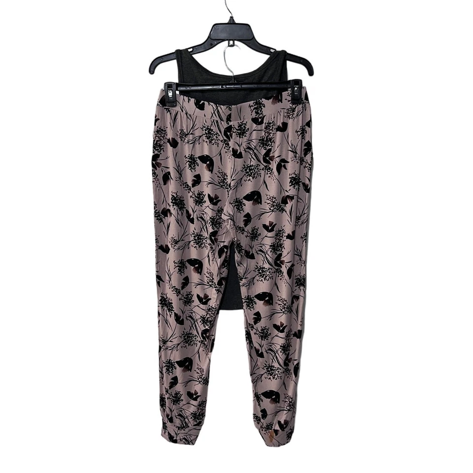 ALFANI ЖЕНЩИН СРЕДНИЙ МОДАЛЬНЫЙ ПИЖАМА СМЕСЬ КОМПЛЕКТ СЕРЫЙ МАЙКА И РОЗОВЫЙ ЦВЕТОЧНЫЙ БЕГУН  - Изображение 2 из 4