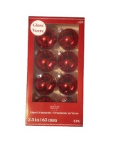 Ashland Glass Christmas Ornament Set Red / 8 Piece Round Ball Tree Decoration