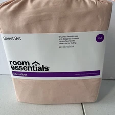 Room Essentials Microfiber Sheet Set Twin Peach Blush 4 Piece New