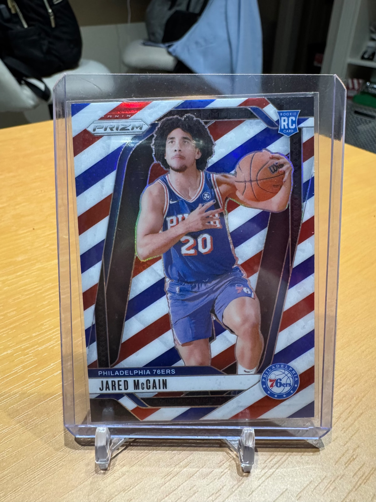 2024-25 Panini Prizm - Red White Blue Prizm Jared McCain #222 (RC)