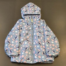 Stitch Jacket Size 6 Girls Hooded Lined Full Zip Disney Soft Cozy Flowers Spring