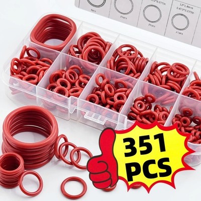 351pcs silicone O-ring set, 10 sizes, oil and heat resistant, suitable for cars