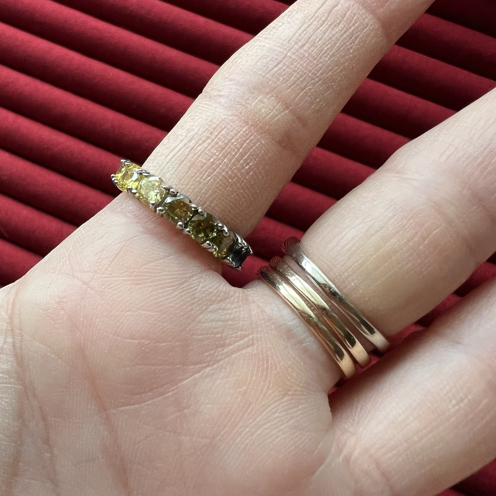 925 Rainbow Colored Stone Infinity Ring - Size 7 - image 3