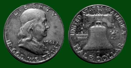 1962 Franklin 90% Silver Half Dollar Denver Mint Circulated Very Good-Fine
