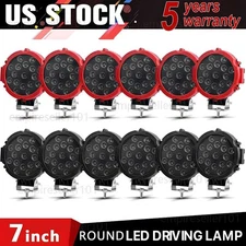 7'' inch Round LED Pods Work Light Bar Driving Fog Headlight Truck Off Road 4WD