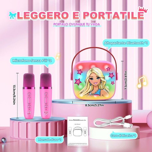 Regalo Bambina 3-12 Anni Principessa Karaoke con 2 Microfono Bluetooth per - Foto 19 di 24