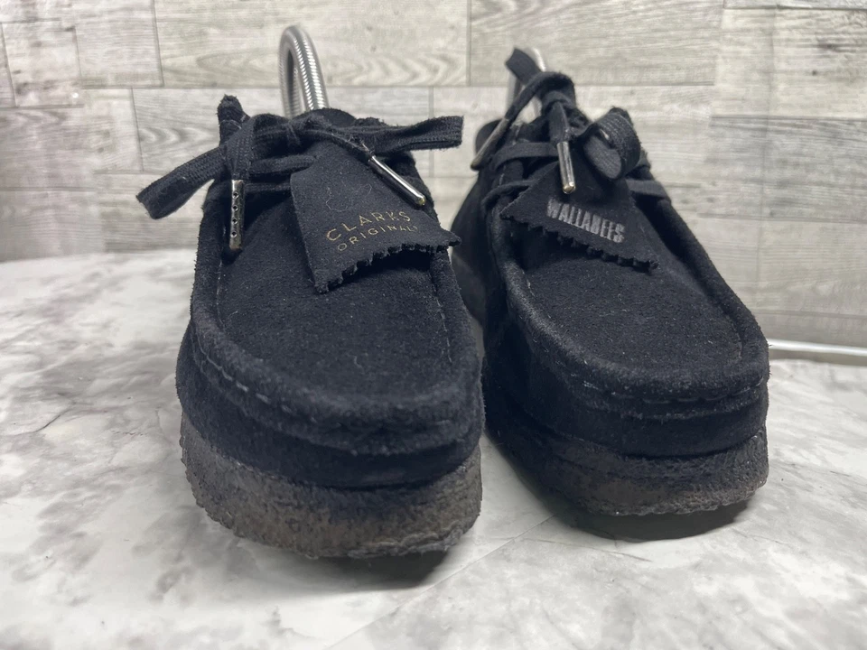 Clarks Wallabee Oxford Women 8M Originals Shoes Black Suede Moc toe Lace Up - Image 4 of 4