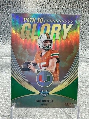 Carson Beck 2025 Bowman U Chrome Path To Glory Insert Refractor /99 Miami U