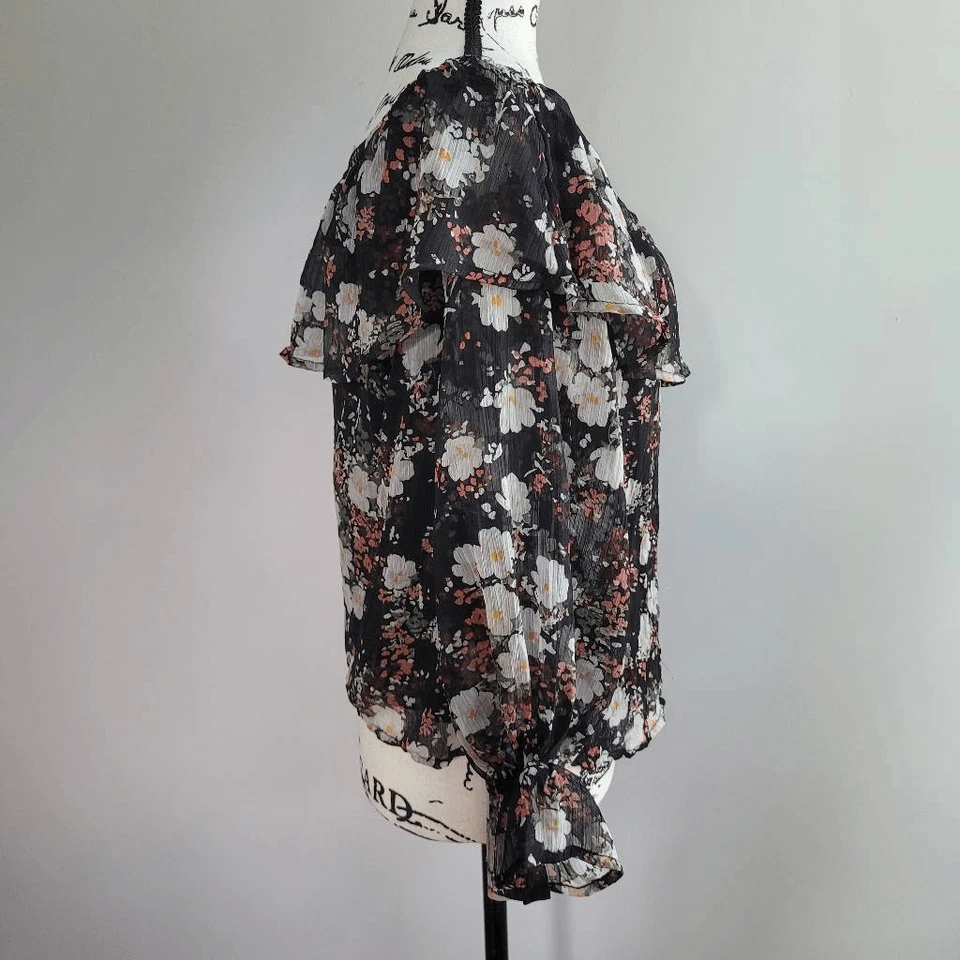 Blusa con volantes florales transparentes Abercrombie & Fitch cabaña prarie hada Foto 3 de 4