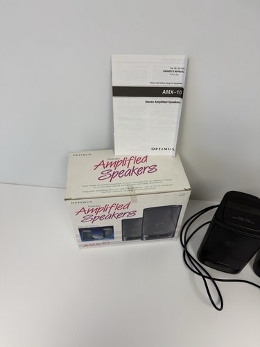 Vintage głośniki PC Optimus AMX-10 Multimedia Wzmocniona para Radio Shack Tandy - Zdjęcie 6 z 24