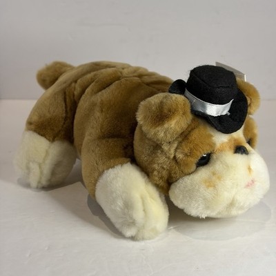 Russ Berrie Bulldog Plush Animal with Top Hat  Dog Gone in Love  Adorable Puppy