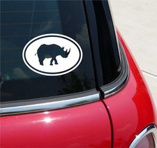 Euro Rhino Rhinoceros Zoo Graphic Decal Sticker Car Wall Oval NOT Two Colors