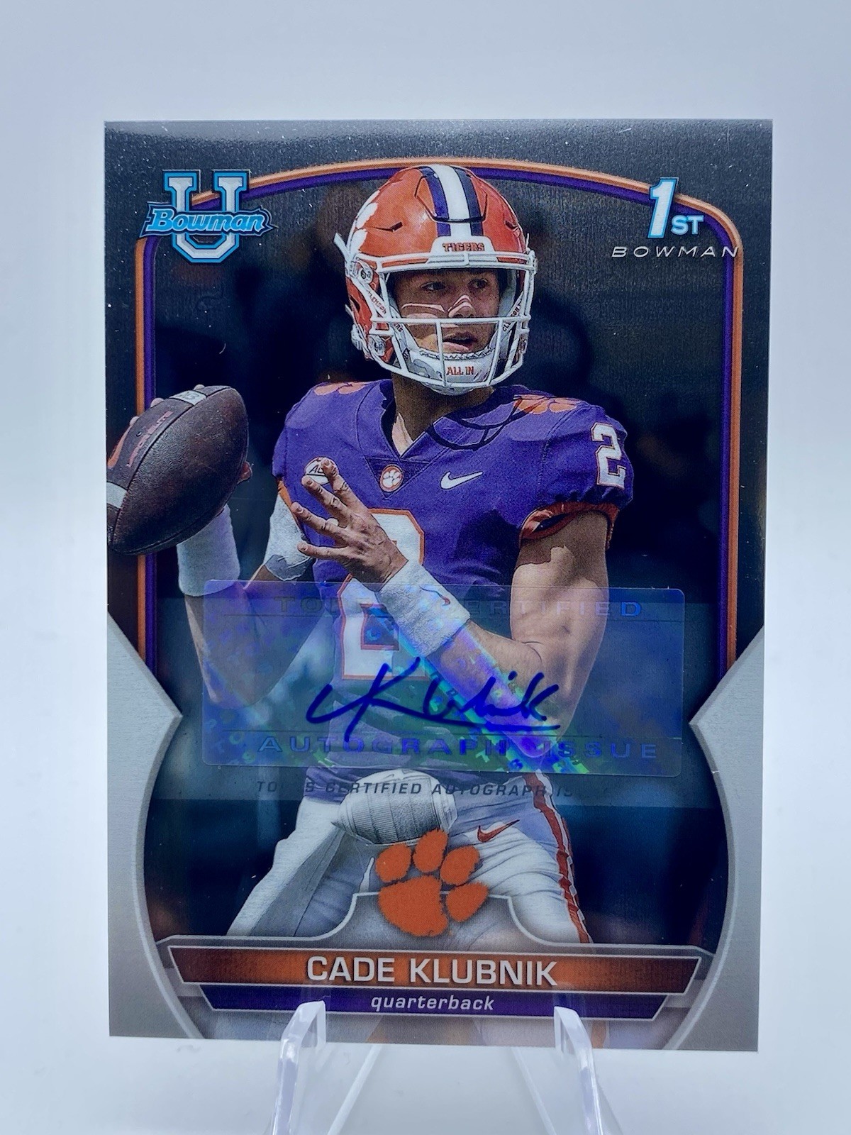 2022 Bowman U Chrome #42 Cade Klubnik 1st Bowman Auto Clemson Tigers