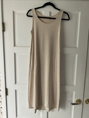 LOGO by Lori Goldstein Rayon 230 Tank Dress With Pockets, Size XS, Oatmeal