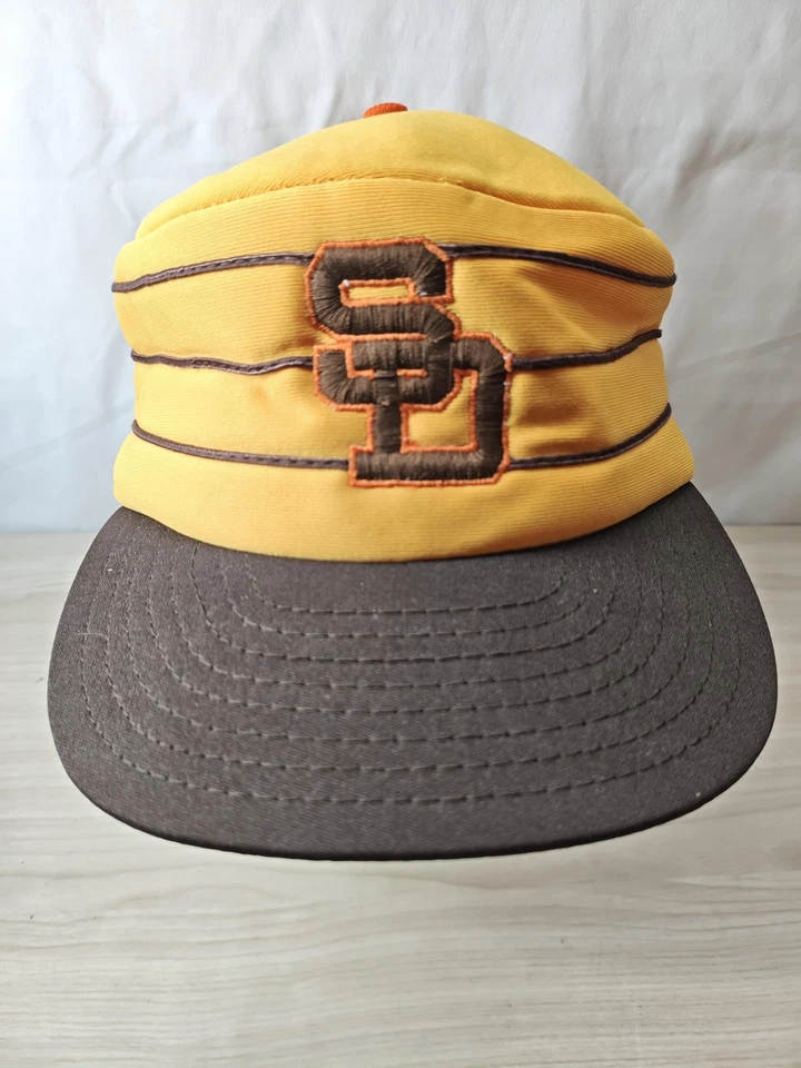 Gorra de béisbol vintage de los Padres de San Diego con espalda a presión amarilla marrón MLB para hombre años 80 Foto 3 de 4