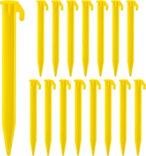 16 PCS Plastic Tent Stakes,5.7 Inch Pegs Serrated Edges Heavy Duty Canopy Anchor