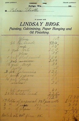 Lindsay Bros Letterhead Antigo Wi 1900s Painting Paper Hanging Calcimining