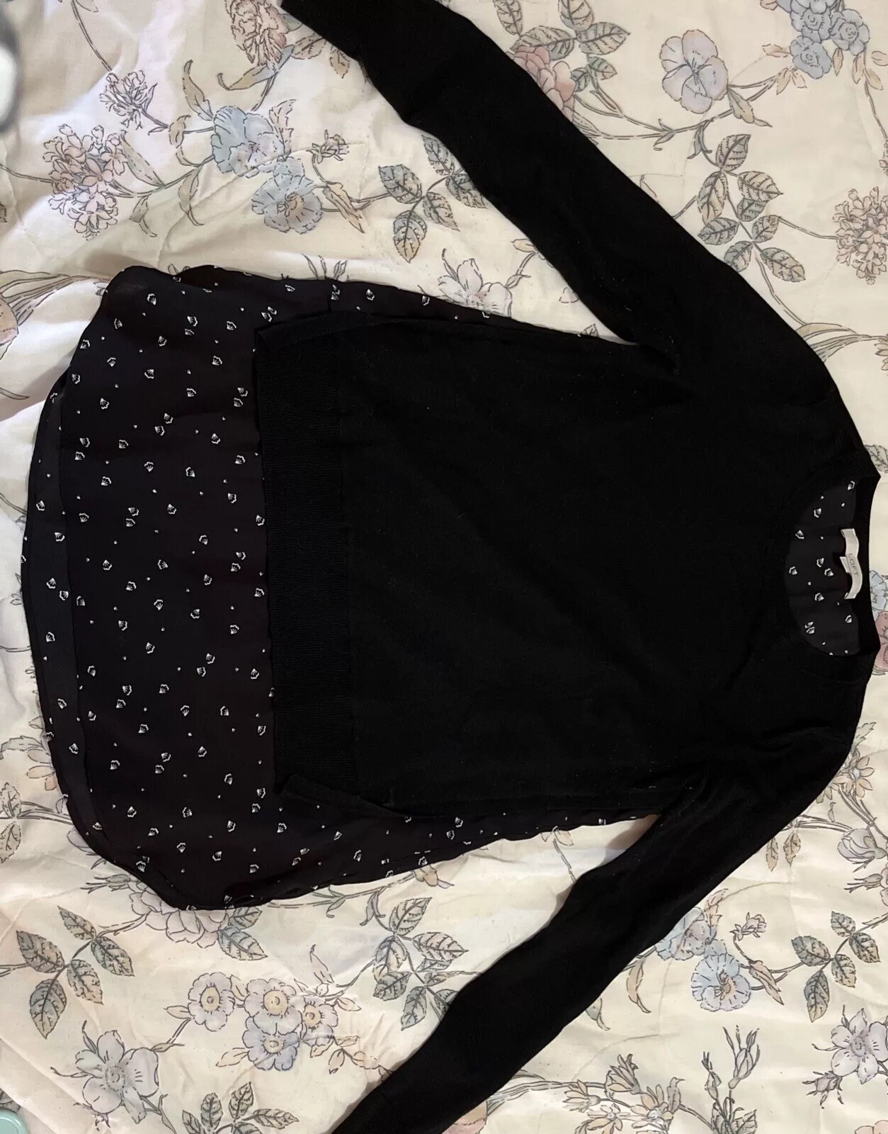 LOFT AnnTaylor Black Sweater Shell Pattern Size S… - image 2
