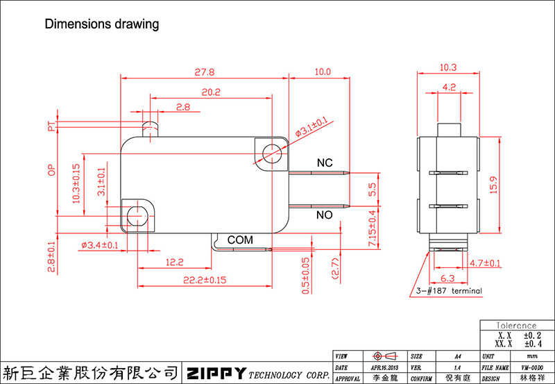 10pcs Original ZIPPY VM-05B-00D0-Z 20g .187