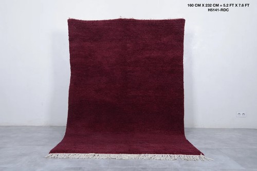 Moroccan rug Dark Burgundy 5.2 x 7.6 Feet Hand knotted rug Morocco rug Beni - Picture 4 of 10