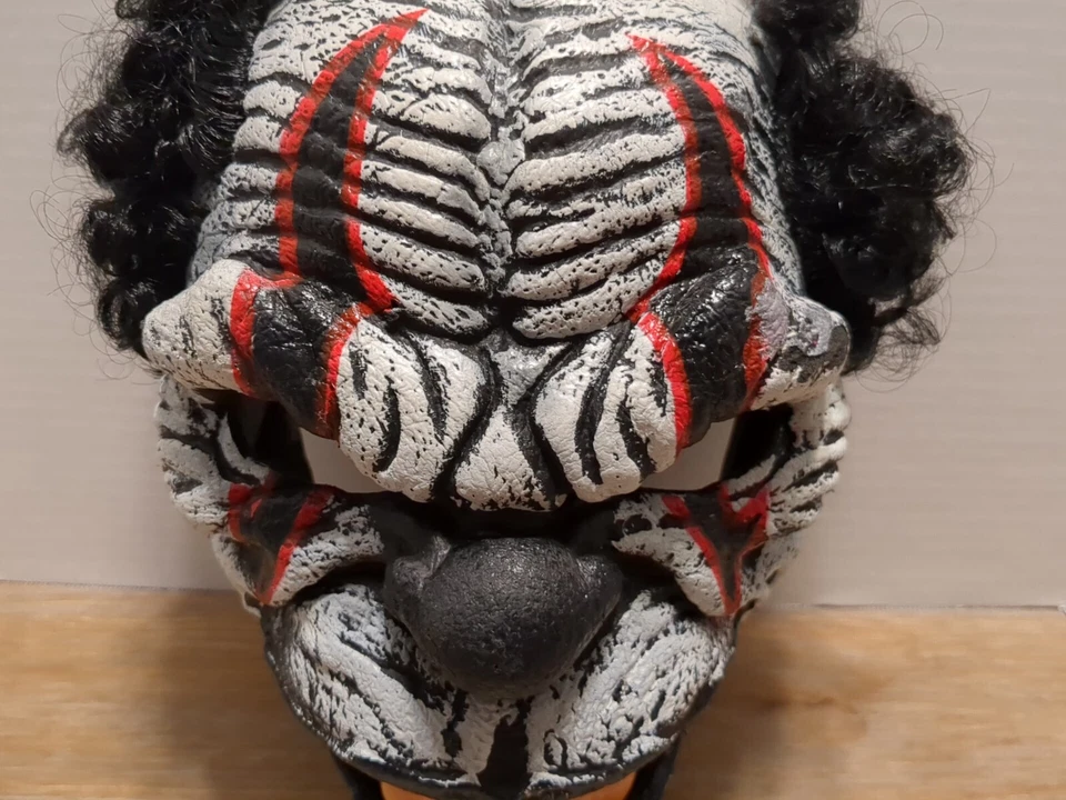 California costume Last Laugh Scary Clown Mask Halloween Adult  devil hair teeth - Image 4 of 4