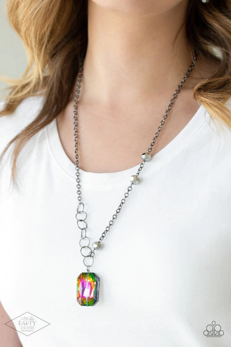 Paparazzi Never A dull Moment Iridescent Oil Spill Multi Necklace