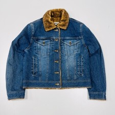 Ladies Marvin Richards Faux Fur Denim Jacket - Medium